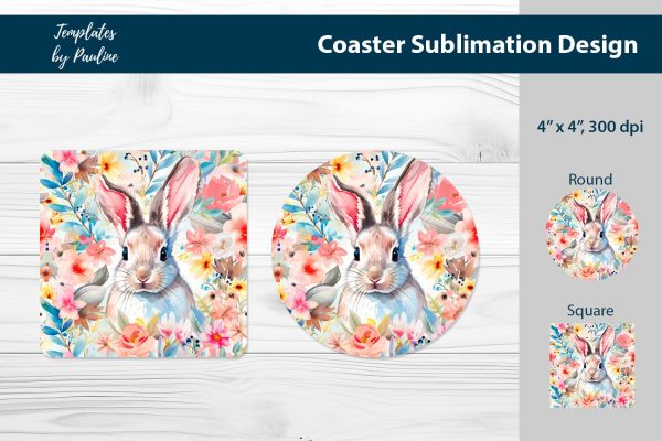 Cute Easter Bunny Coaster Design for Sublimation Online Sale