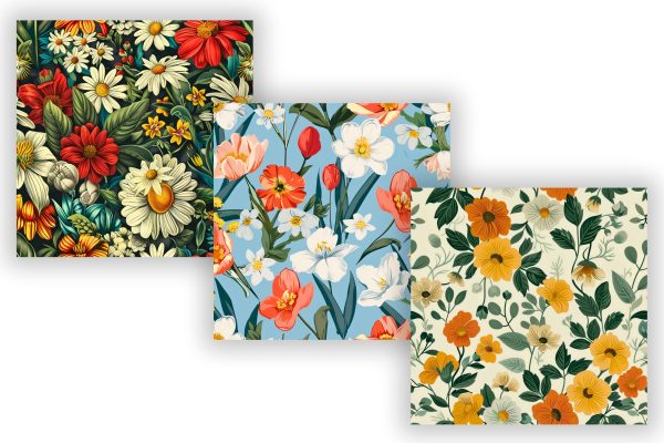 Digital Paper Retro Floral Garden: Vintage-Inspired Spring Flowers, Retro Pattern, Meticulously Crafted, Seamless Pattern Discount - Image 2