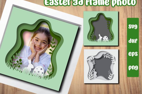 Easter 3D layered photo frame svg, dxf, eps, png Cheap
