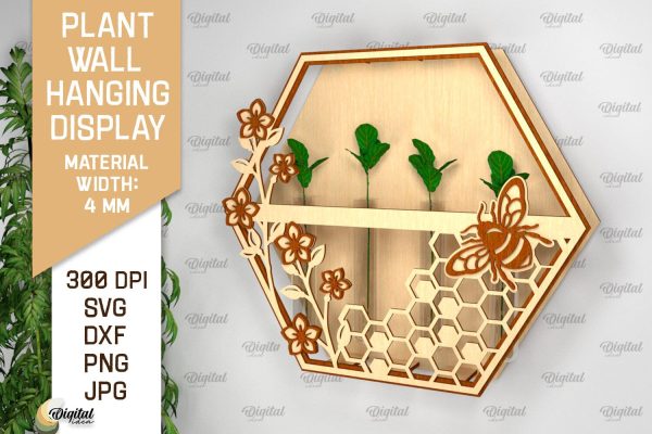 Plant Wall Hanging Display SVG. Wall Planter Laser Cut Online Sale