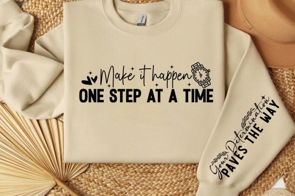 Make it happen one step at a time Sleeve SVG Design For Sale - Image 3