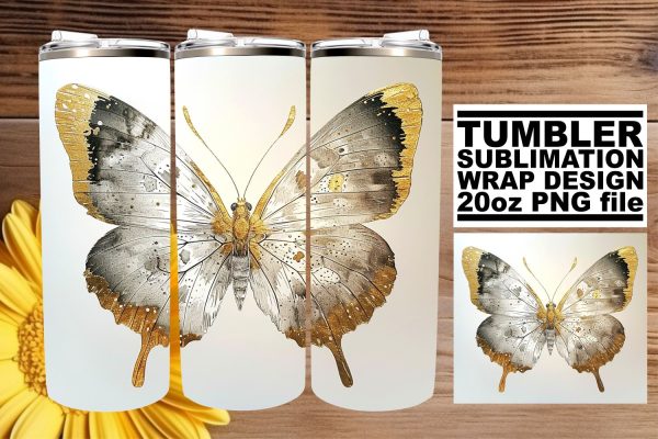 Springtime Elegance: Butterfly Motif Sublimation Wrap - 20oz Fashion