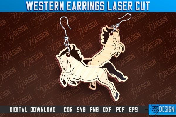 Western Earrings Laser Cut | Accessories Laser Cut Design | CNC Files Online