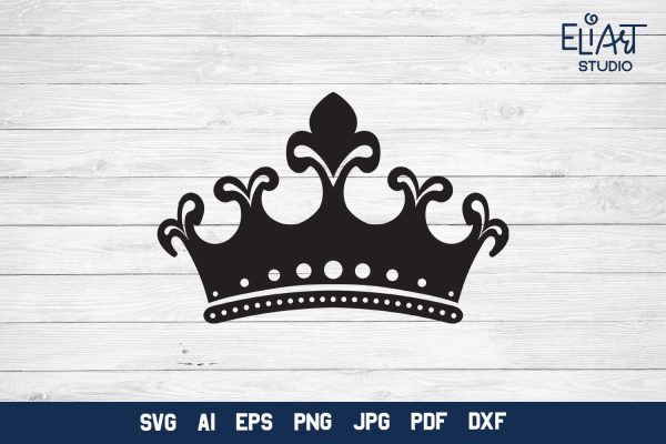 Crown SVG, Crown Detailed Silhouette Design, Tiara PNG Illustration. Online Sale - Image 4