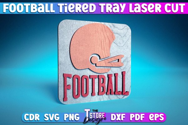 Football Tiered Tray Laser Cut | Tiered Tray Laser Cut Design | CNC Files Online now - Image 2