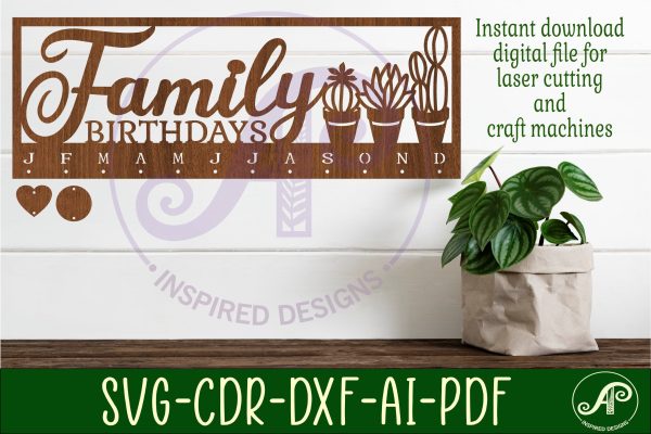 Succulents Calendar set SVG laser cut file For Cheap