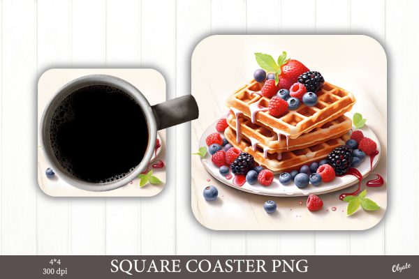 Waffle Coaster PNG. Kitchen Sublimation PNG Online Hot Sale