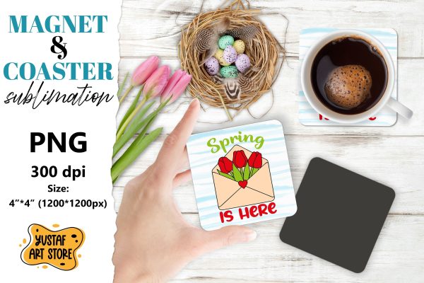 Spring magnet sublimation Spring coaster PNG. Spring is here For Discount