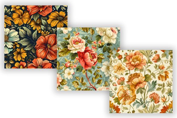 Vintage Floral Garden: Spring Blossoms, Retro Pattern, Meticulously Crafted, Seamless Pattern, Digital Paper Online - Image 2
