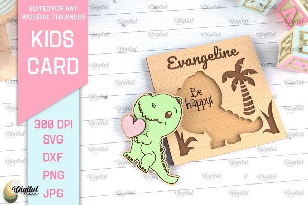 Kids Card SVG. Personalized Greeting Card Laser Cut Online