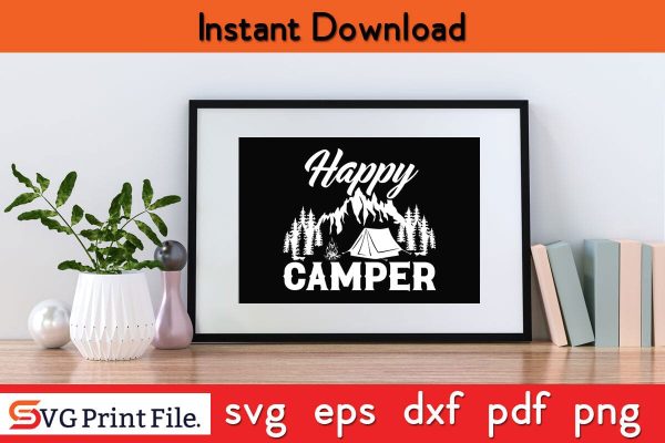 HAPPY CAMPER Camping SVG PNG Craft Cut File Fashion - Image 2