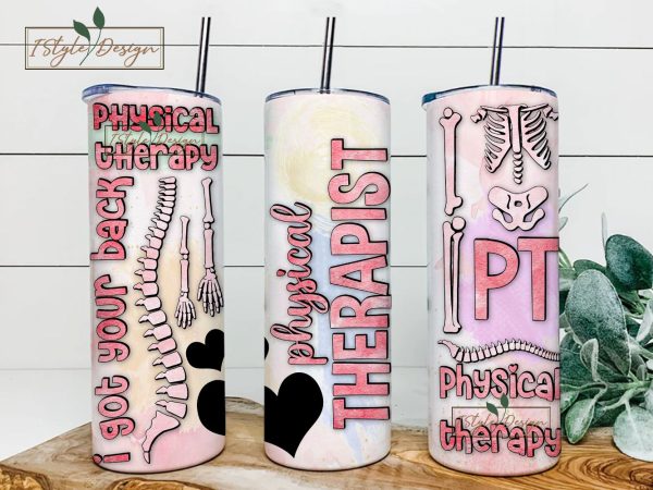 Physical Therapist 20 oz skinny tumbler png sublimation design download, Nurse tumbler wrap png, 20 oz tumbler designs, tumbler png download For Sale