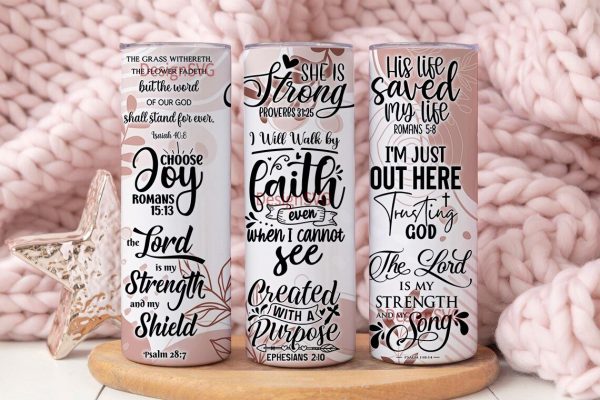 Christian Bible Affirmations for Spiritual Upliftment - 20oz Tumbler Wrap PNG Digital File For Sublimation Supply