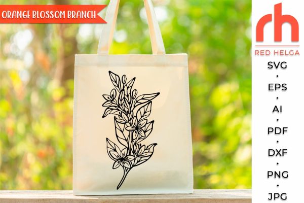 Orange Blossom Branch SVG, Florida State Flower Cut File, Floral Shirt Design DXF, Orange Outline, Botanical Theme Sale - Image 3