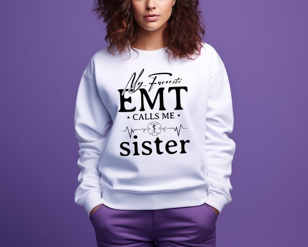 My Favorite EMT Calls Me Sister Svg, EMT Gifts, First Responder Gift, EMT Star of Life, Emt Tshirt, Svg Files for Cricut Silhouette on Sale - Image 4