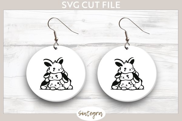 Easter Bunnies v4 Pile SVG Cut File Online Sale - Image 5