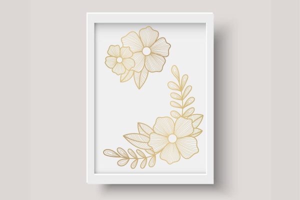 Gold flowers corner border svg, dxf, eps, png Supply - Image 3