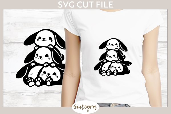 Easter Bunnies v1 Pile SVG Cut File For Cheap - Image 2