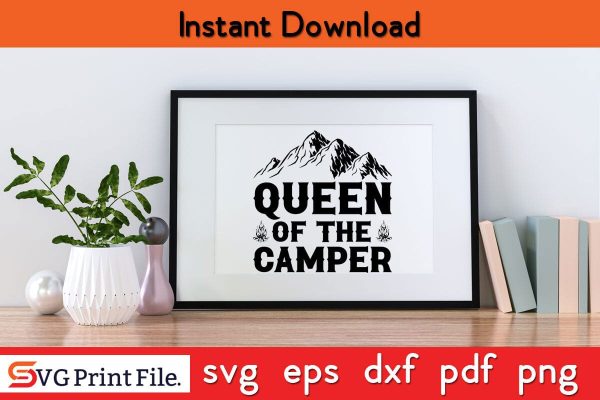 QUEEN OF THE CAMPER Camping SVG PNG Craft Cut File Online Sale - Image 2