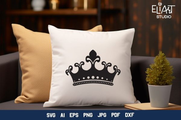 Crown SVG, Crown Detailed Silhouette Design, Tiara PNG Illustration. Online Sale - Image 2