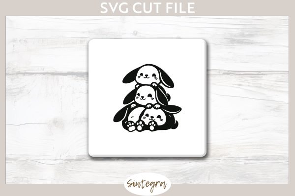 Easter Bunnies v1 Pile SVG Cut File For Cheap - Image 4