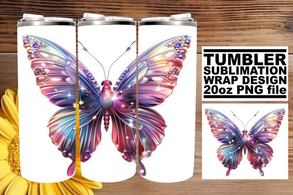 Graceful Wings: Spring Butterfly Sublimation Wrap - 20oz Sale