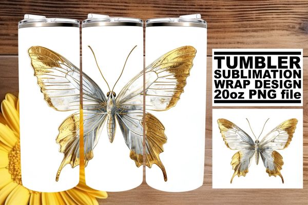 Fluttering Beauty: Butterfly Sublimation Tumbler Wrap - 20oz Fashion