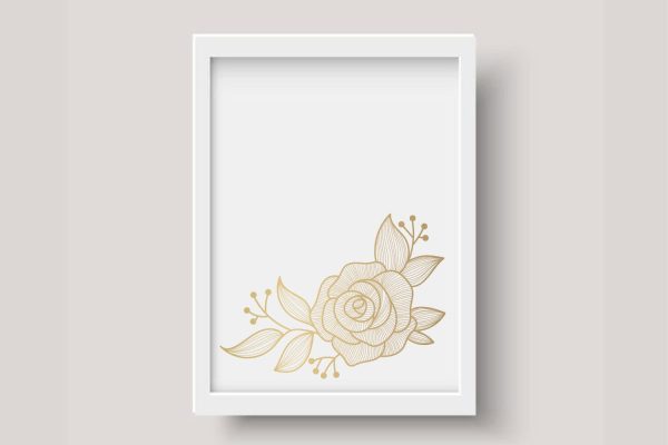 Gold flowers corner border svg, dxf, eps, png Discount - Image 3