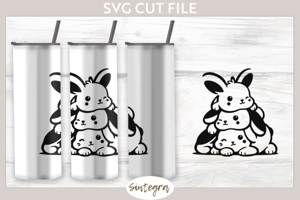 Easter Bunnies v4 Pile SVG Cut File Online Sale - Image 2