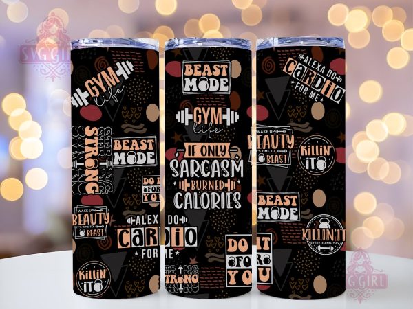 Fitness Girl’s 20oz Tumbler Wrap Sublimation Design, Straight Tapered Tumbler Wrap, Fitness Life Tumbler Png, Instant Digital Download Discount