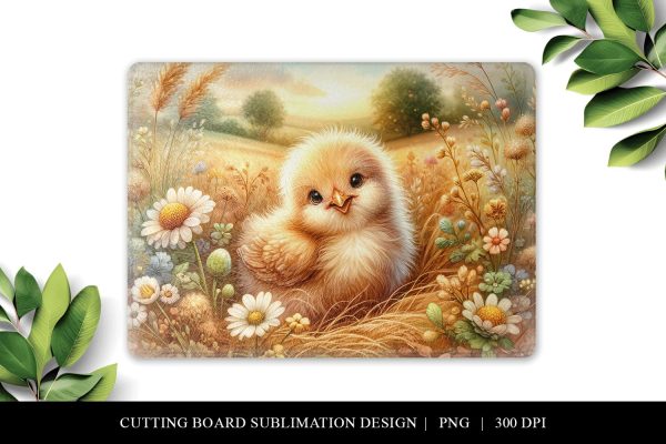 Cute Baby Chicken Cutting Board Sublimation Design For Sale