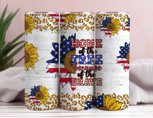 Home of the free because of the brave 20 oz skinny tumbler png, USA tumbler png, sunflower tumbler png, sublimate designs download Online Hot Sale