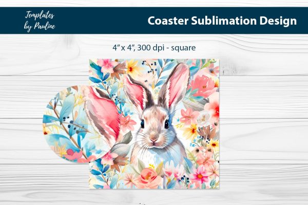 Cute Easter Bunny Coaster Design for Sublimation Online Sale - Image 2