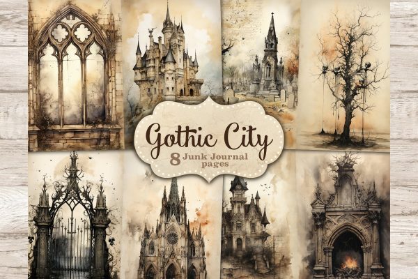 Gothic City Junk Journal Pages | Vintage Ephemera Bundle For Cheap