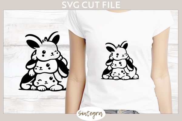 Easter Bunnies v4 Pile SVG Cut File Online Sale - Image 4