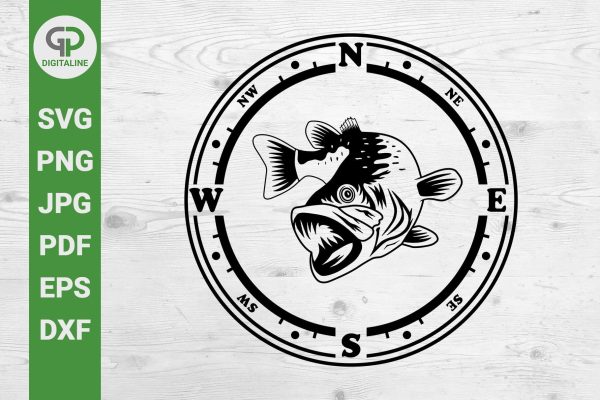 Bass SVG, Fishing SVG, Compass SVG, Fish SVG, Circle SVG, Round SVG For Cheap