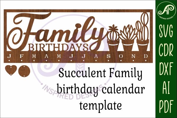 Succulents Calendar set SVG laser cut file For Cheap - Image 3