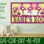 Flamingo scene name sign SVG 3 layer laser cut For Cheap - Image 2