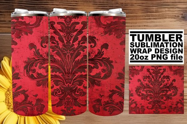 Unique Red Glitter Pattern Tumbler Wrap Artwork For Discount