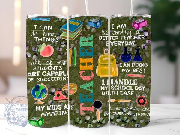 Teacher Quotes 20oz Skinny Tumbler, Teacher Tumbler Png, Straight & Tapered Tumbler Wrap, Instant Digital Download Online