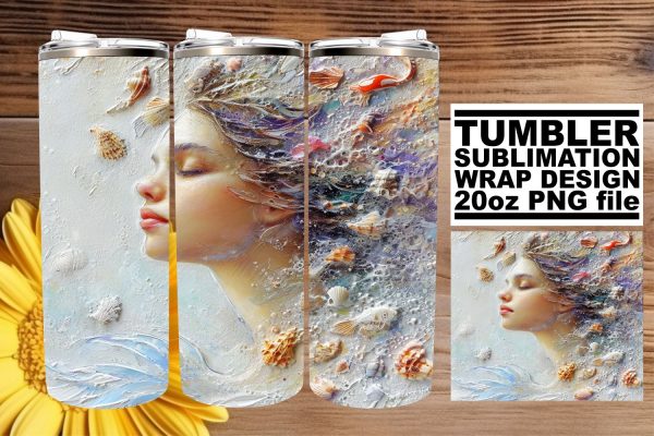 Vibrant Whimsical Sea Siren Tumbler Wrap Sublimation Design Online now