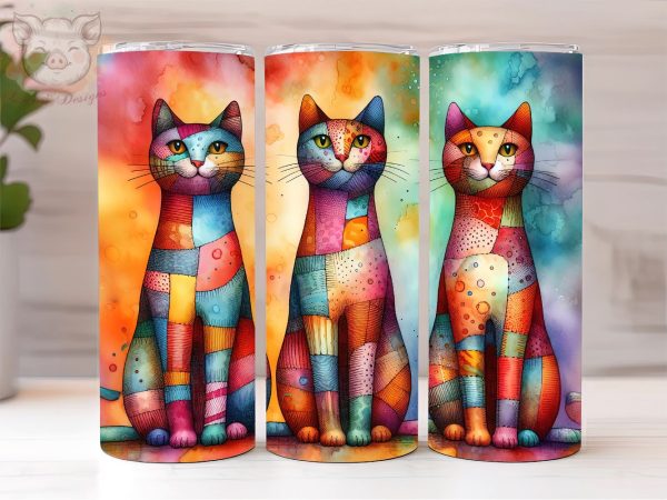 Abstract Colorful Cats 20oz Tumbler Png, Straight & Tapered Tumbler Png, Cat Lovers Tumbler Png, Digital Download PNG For Cheap