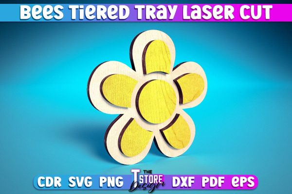 Bees Tiered Tray Laser Cut | Tiered Tray Laser Cut Design | CNC Files For Sale