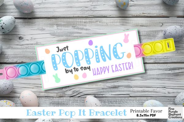 Printable Kids Fidget Pop It Poppin Bracelet Easter Popit Paper Cards Online Sale