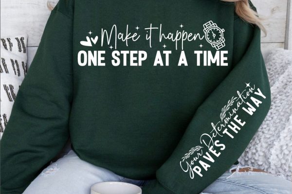Make it happen one step at a time Sleeve SVG Design For Sale - Image 2