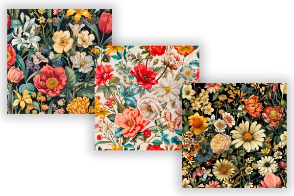 Digital Paper Vintage Floral Garden: Retro Charm, Vintage-Inspired Spring Flowers, Retro Pattern, Meticulously Crafted, Seamless Pattern Hot on Sale - Image 2