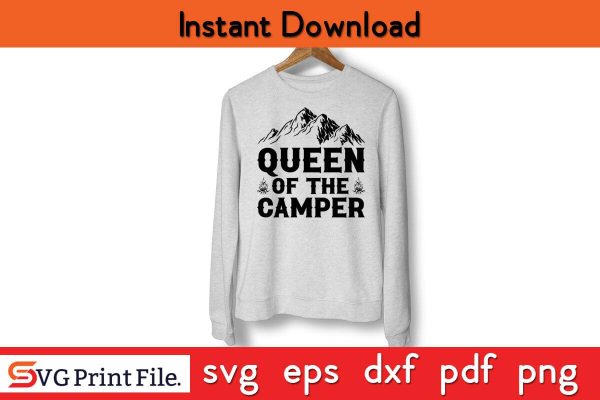 QUEEN OF THE CAMPER Camping SVG PNG Craft Cut File Online Sale - Image 3