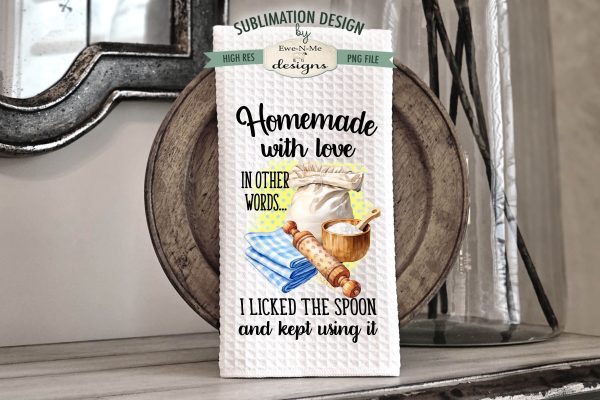 Funny Kitchen Dish Towel Sublimation Design - Homemade With Love - Messy Kitchen Sale - Image 3