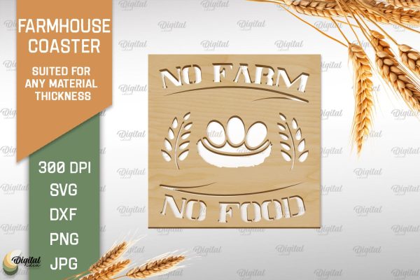 Farmhouse Coasters SVG Bundle. Wooden Coasters Laser Cut For Discount - Image 4