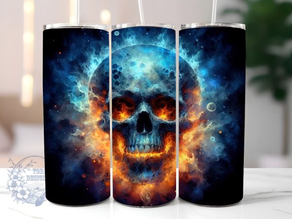 Ghost Skull 20oz Skinny Tumbler, Horror Skull Tumbler Png, Straight & Tapered Tumbler Wrap, Instant Digital Download Online Sale